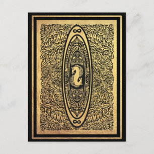 Golden Seahorse Mandala – Ornate Infinity Design Postcard