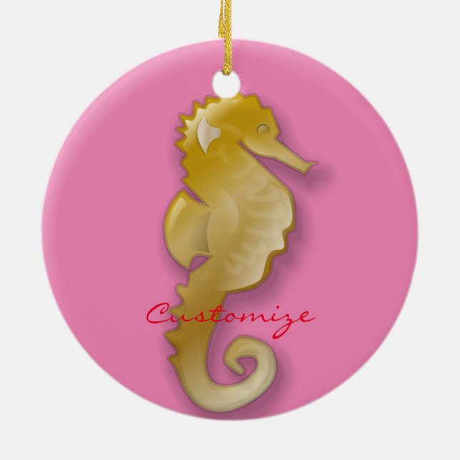 Golden Seahorse Thunder_Cove Ceramic Tree Decoration (Back)