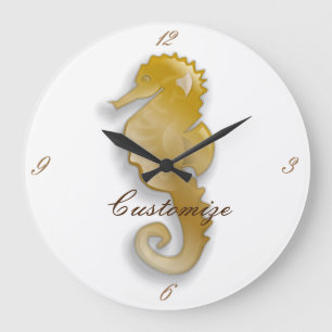 Golden Seahorse Thunder_Cove Large Clock