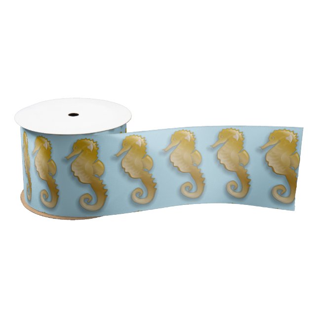 Golden Seahorse Thunder_Cove Satin Ribbon (Spool)