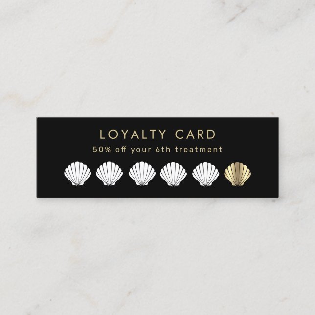 golden seashell black loyalty card (Front)