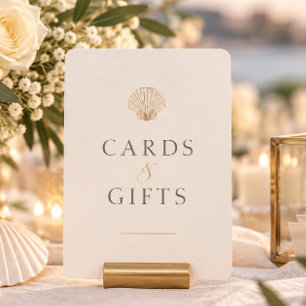 Golden Seashell Wedding Cards Gifts Tabletop Signs