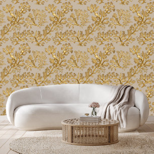 Golden Seaweed Against Sand Peel Stick Wallpaper