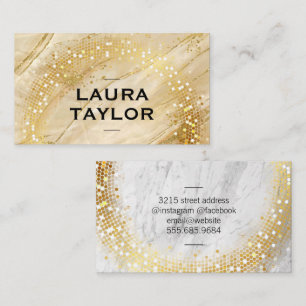 Golden Sequin Gold Marble Business Card
