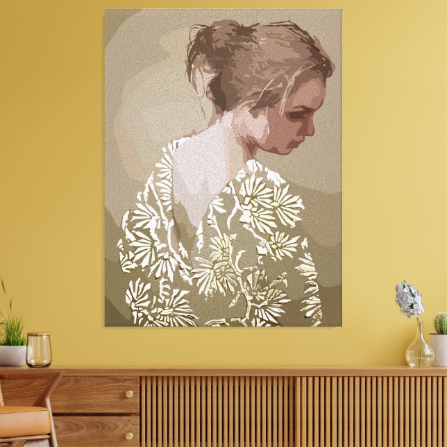 Golden Serenity – A Portrait of Reflection Canvas Print (Insitu(LivingRoom))