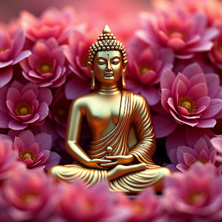 Golden Serenity Among Lotus Blooms Poster
