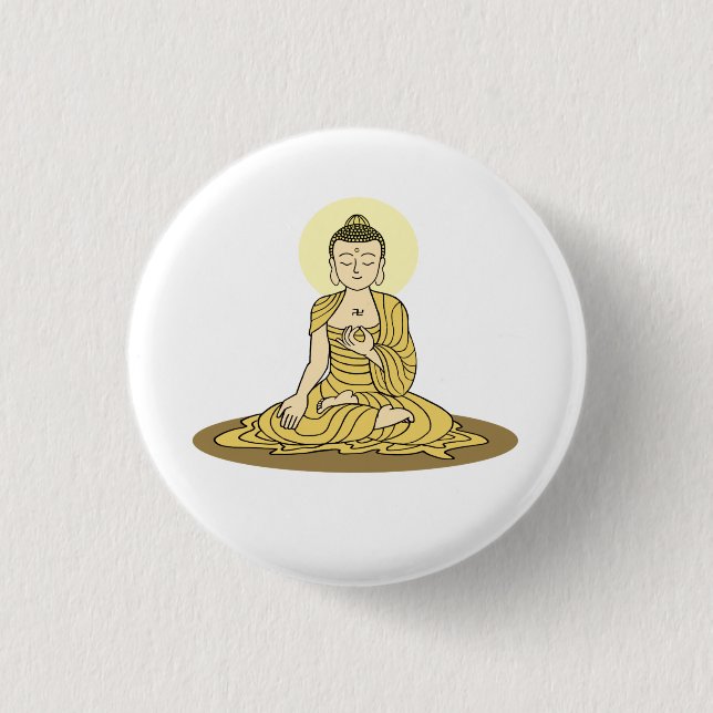 Golden Serenity Buddha Button (Front)
