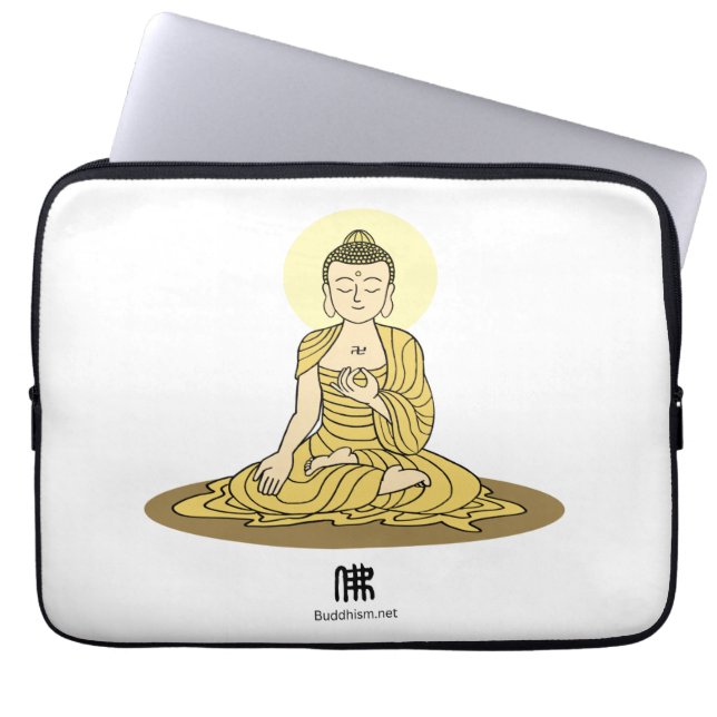 Golden Serenity Buddha laptop sleeve (Front)