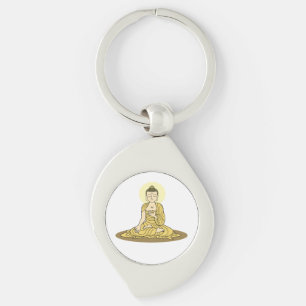 Golden Serenity Buddha Metal Keychain