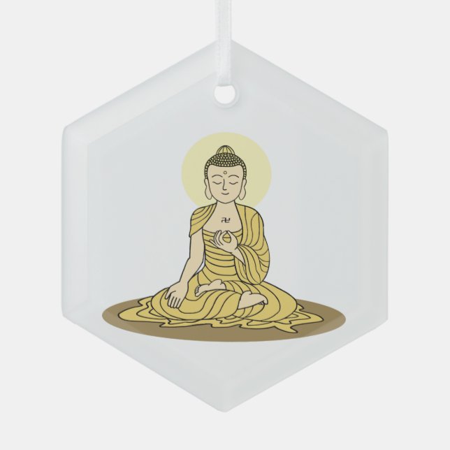Golden Serenity Buddha Ornament  (Front)