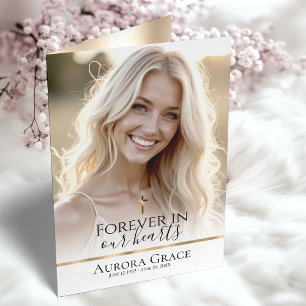 Golden Serenity Custom Funeral Program Card