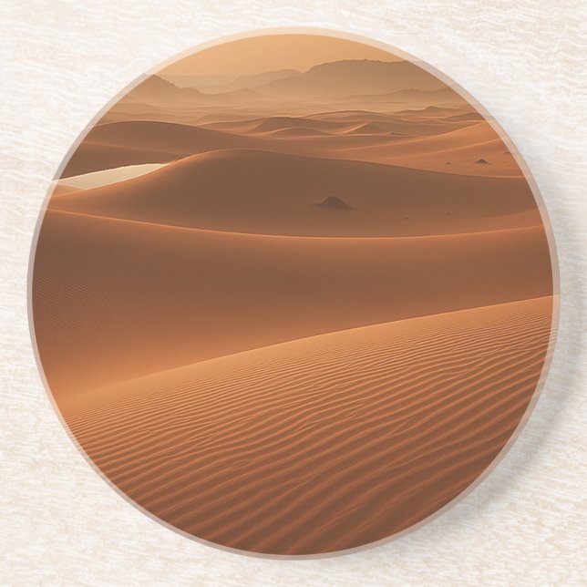 Golden Serenity — Desert Landscape at Sunset Coaster (Front)
