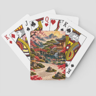 Golden Serenity Japanese Garden Playing Cards
