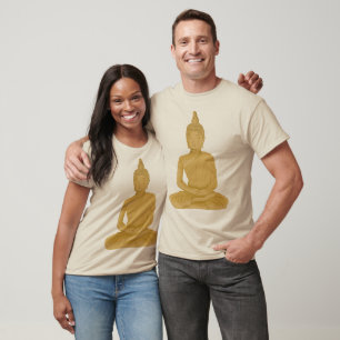 Golden Serenity – Meditative Buddha Art T-Shirt