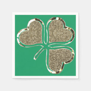 Golden Shamrock Irish Symbol 3 Leaf Clover Chic Napkin