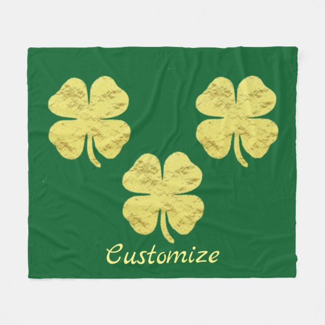 Golden Shamrocks Thunder_Cove Fleece Blanket (Front (Horizontal))