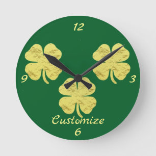 Golden Shamrocks Thunder_Cove Round Clock