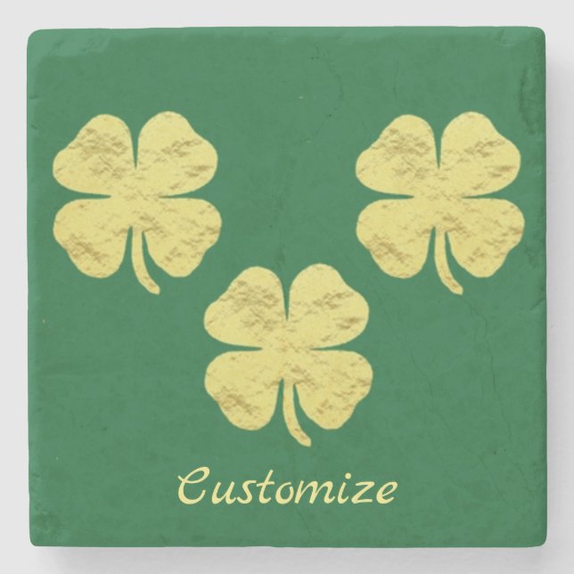 Golden Shamrocks Thunder_Cove Stone Coaster (Front)