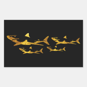 Golden Sharks Rectangular Sticker