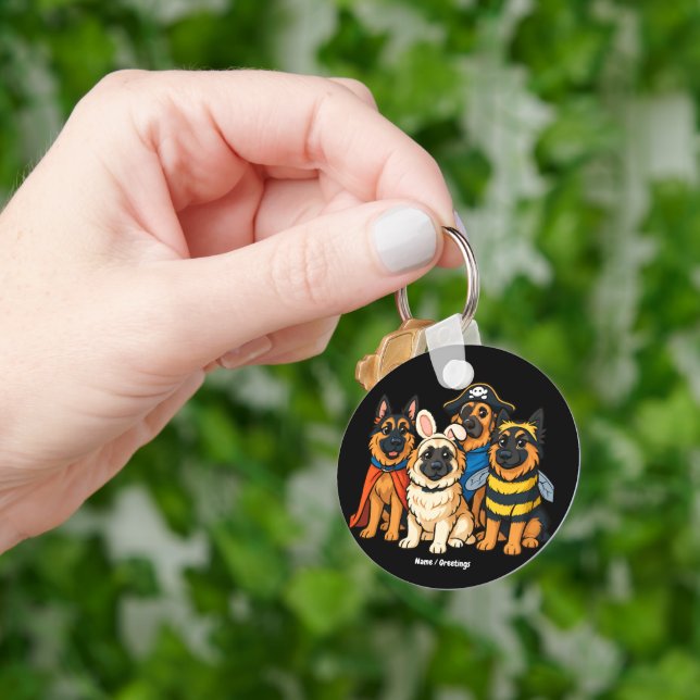 Golden Shepherd Ghost Dog Halloween Funny Spooky  Key Ring (Hand)