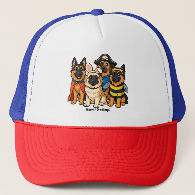 Golden Shepherd Ghost Dog Halloween Funny Spooky  Trucker Hat (Front)
