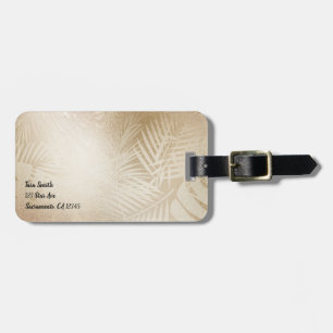 Golden Shine Botanical Tropical Palm Tree Leaves Luggage Tag