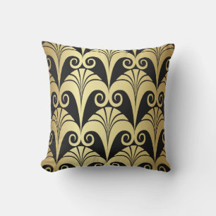 Golden shine texture. Gold vintage art deco geomet Cushion