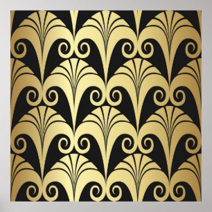 Golden shine texture. Gold vintage art deco geomet Poster