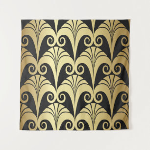 Golden shine texture. Gold vintage art deco geomet Tapestry