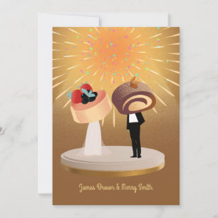 Golden Shining Sweet couple in Love Wedding Invitation
