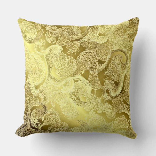 Golden shiny pattern chic pillow,,template, floral cushion (Front)