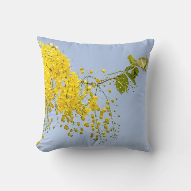 Golden Shower Tree Floral Throw Pillow Cover  (Front)