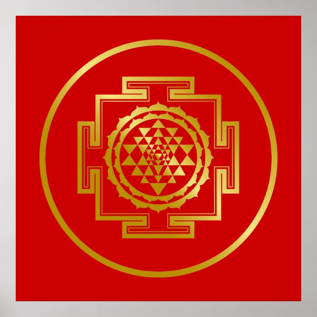 Golden Shree Yantra Poster (Front)