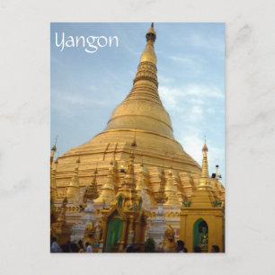 golden shwedagon yangon postcard
