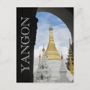 golden shwedagon yangon postcard