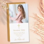 Golden Signature Photo First Holy Communion Thank You Card<br><div class="desc">Featuring a golden script signature name. Personalize with your photo and special first holy communion thank you message in chic gold lettering on this stylish design. Designed by Thisisnotme©</div>