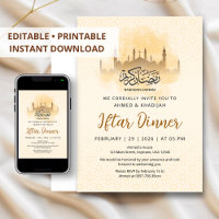 Golden Silhouette Mosque Geometric Iftar Dinner