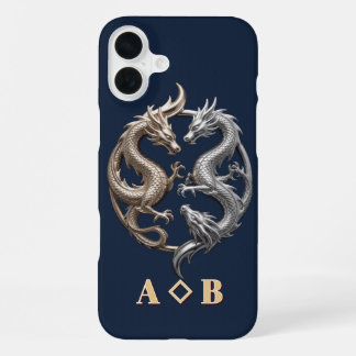 Golden Silver Dragon Yin Yang For Powerful Symboli iPhone 16 Plus Case