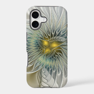 Golden Silver Flower Fantasy abstract Fractal Art