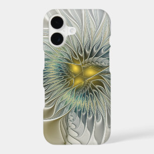 Golden Silver Flower Fantasy abstract Fractal Art
