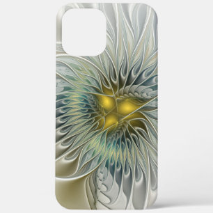 Golden Silver Flower Fantasy Abstract Fractal Art iPhone 12 Pro Max Case