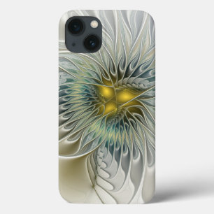 Golden Silver Flower Fantasy abstract Fractal Art iPhone 13 Case