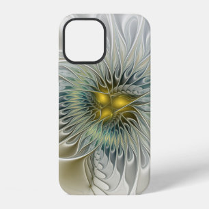 Golden Silver Flower Fantasy Abstract Fractal Art iPhone 12 Case