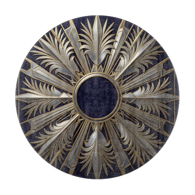 Golden Silver Ornate Starburst Cutting Board (Front)