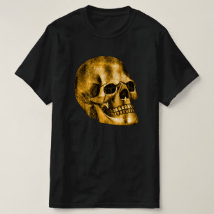 Golden Skull Cool Luxury Black Gothic Halloween T-Shirt