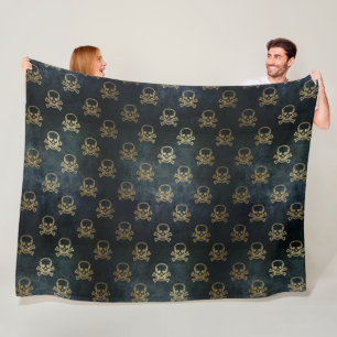 Golden Skull & Crossbones Fleece Blanket