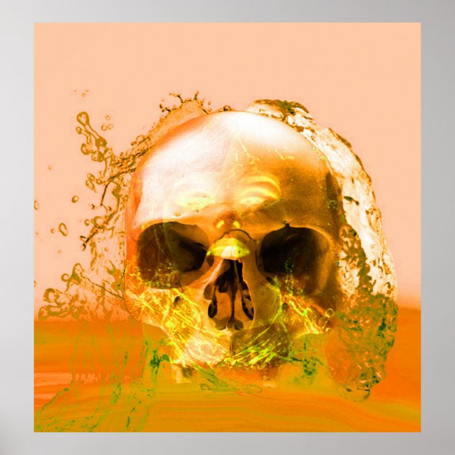 Golden Skull in Water Poster (Front)