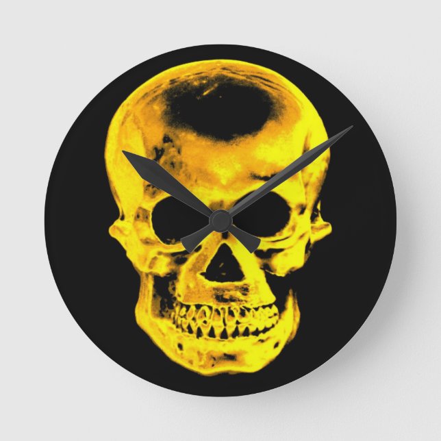 Golden Skull Round Clock (Front)