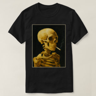 Golden Skull Smoking – Unique Van Gogh Inspired T-Shirt