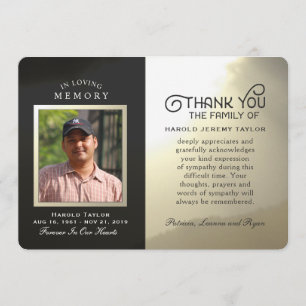 Golden Sky Custom Photo In Memory Thank You Card